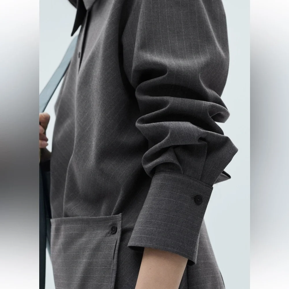 MANGO Pinstripe Wrap Shirtdress - Picture 11 of 14